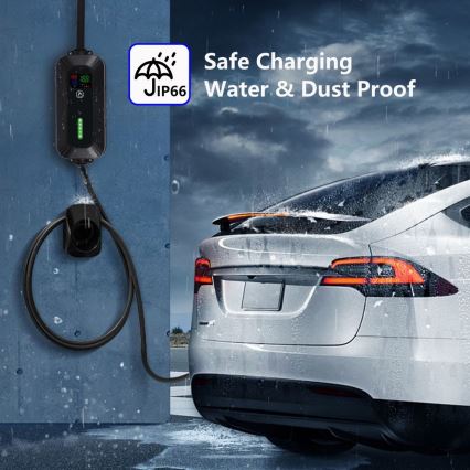 Brilagi - Пътническа станция за зареждане на електрически автомобили FAST AC Тип 2 16A/380V 11kW + щепсел 230V, 3,7kW 5m + калъф