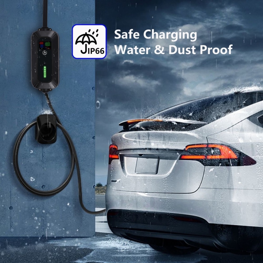 Brilagi - Пътническа станция за зареждане на електрически автомобили FAST AC Тип 2 16A/380V 11kW + щепсел 230V, 3,7kW 5m + калъф