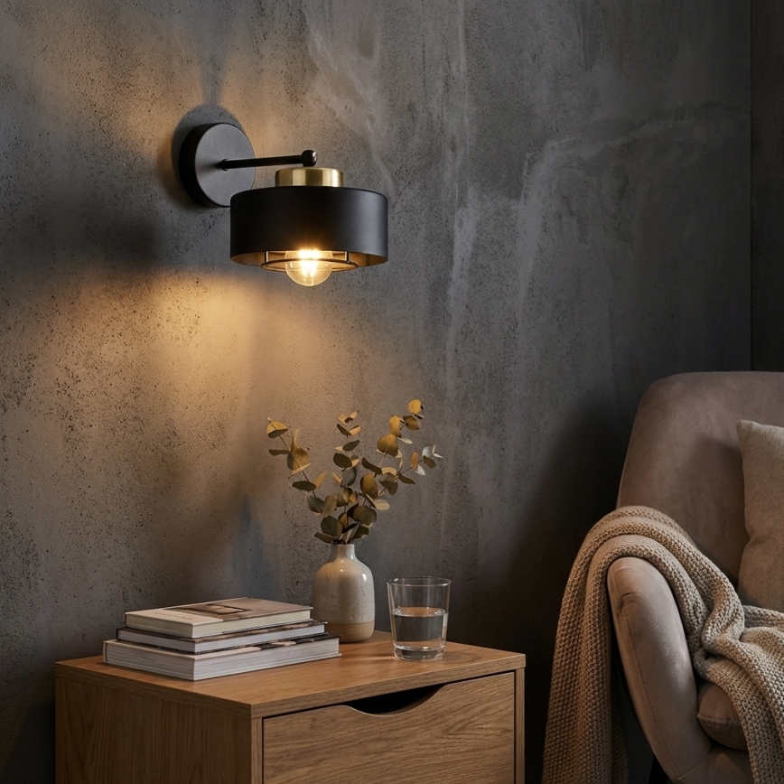 Brilagi - Стенна лампа 1xE27/60W/230V черна/златна
