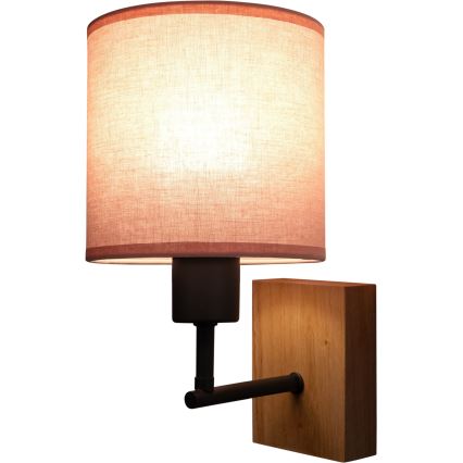 Brilagi - Детска стенна лампа BOBO WOOD 1xE27/25W/230V дъб/черна/розова