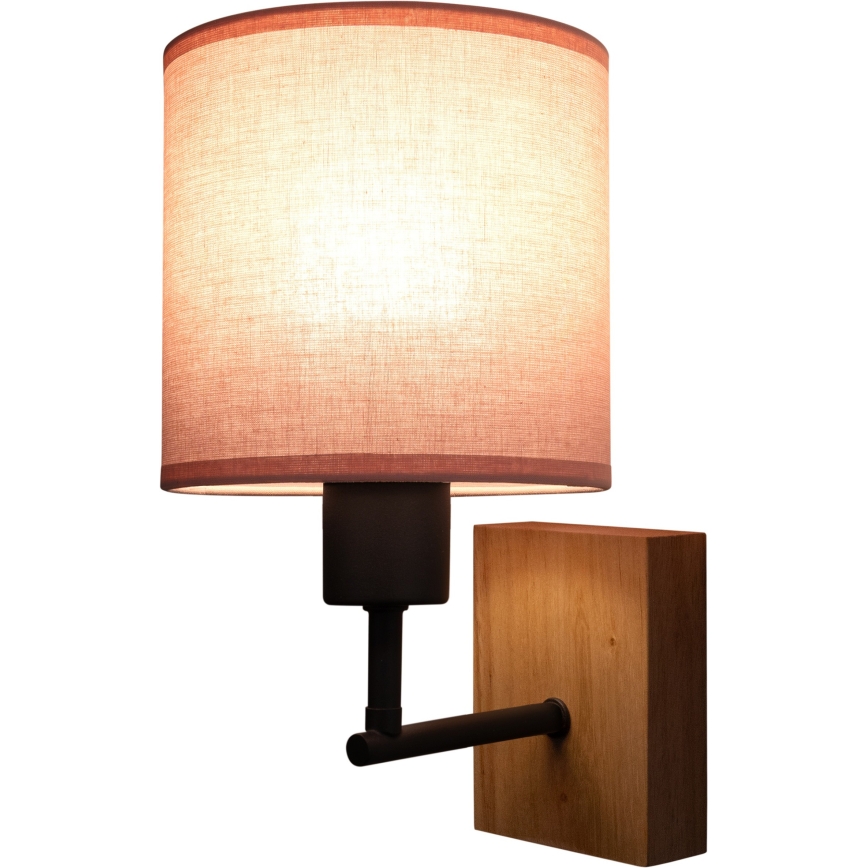 Brilagi - Детска стенна лампа BOBO WOOD 1xE27/25W/230V дъб/черна/розова