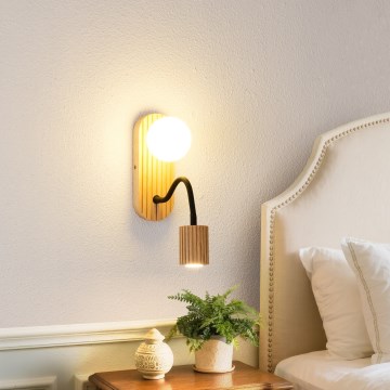 Brilagi - Стенна лампа MODERN WOOD 1xG9/5W/230V + 1xGU10/8W каучуково дърво