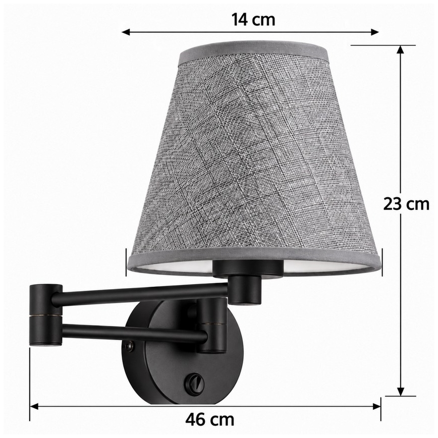 BRILAGI - Стенна лампа NUBILA 1xE27/15W/230V сива/черна