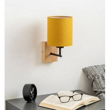 Brilagi - Стенна лампа NUBILA WOOD 1xE27/25W/230V дъб/черна/жълта