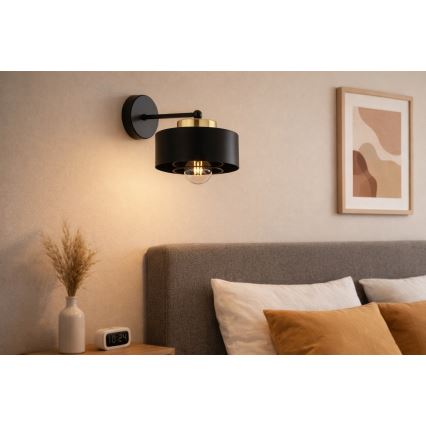 Brilagi - Стенна лампа SPRING 1xE27/60W/230V черна/златна