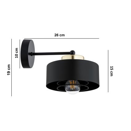 Brilagi - Стенна лампа SPRING 1xE27/60W/230V черна/златна