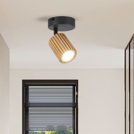Brilagi - Стенно насочващо осветително тяло MODERN WOOD 1xGU10/8W/230V каучуково дърво/черно