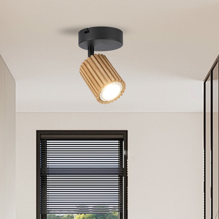 Brilagi - Стенно насочващо осветително тяло MODERN WOOD 1xGU10/8W/230V каучуково дърво/черно