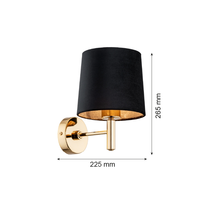 Brilagi - Стенно осветително тяло MONTE 1xE27/60W/230V черно/златисто