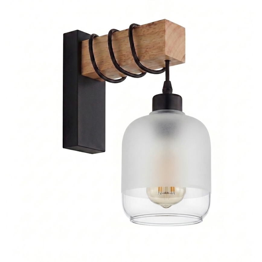 Brilagi - Стенно осветително тяло WOOD GLASS 1xE27/60W/230V бор/черен/бял