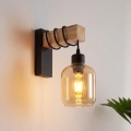 BRILAGI - Стенно осветително тяло WOOD GLASS 1xE27/60W/230V бор/черно/опушено кафяво