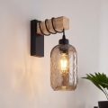 Brilagi - Стенно осветително тяло WOOD GLASS 1xE27/60W/230V борово/черно/опушено кафяво