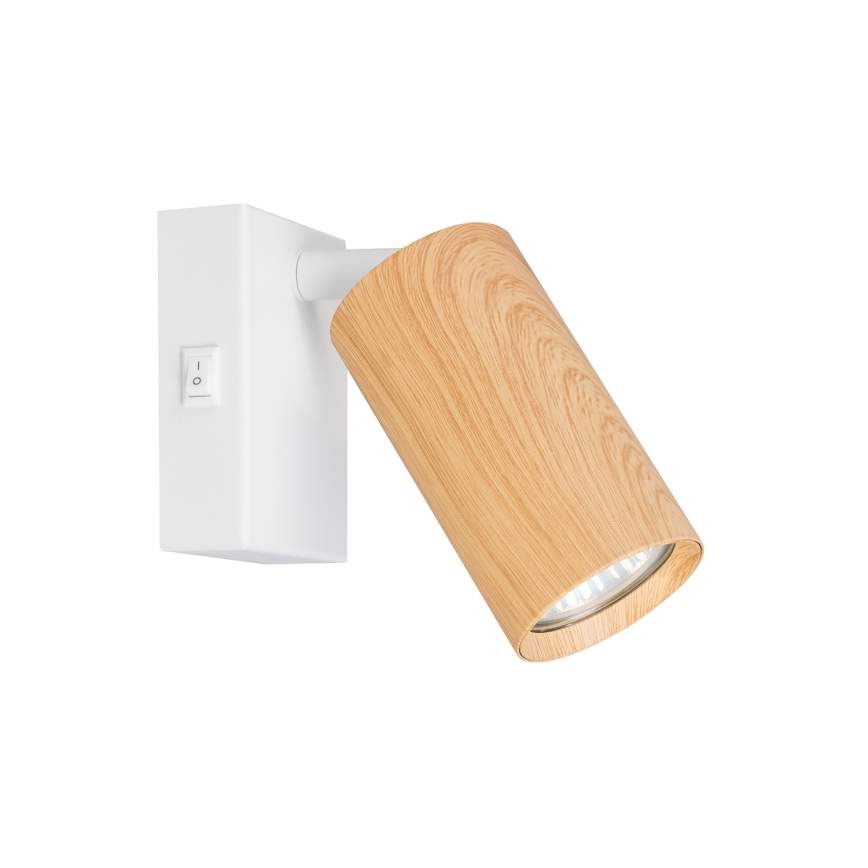 Brilagi - Стенно точково осветително тяло с ключ SELE 1xGU10/30W/230V бяло/дъбов декор