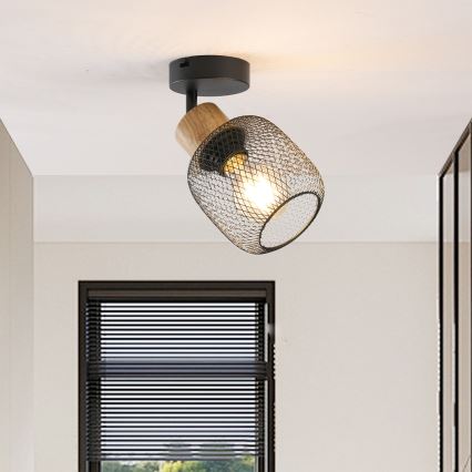 Brilagi - Стенно точково осветително тяло BASKLITE 1xE27/15W/230V дърво/черно