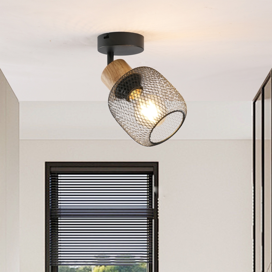 Brilagi - Стенно точково осветително тяло BASKLITE 1xE27/15W/230V дърво/черно