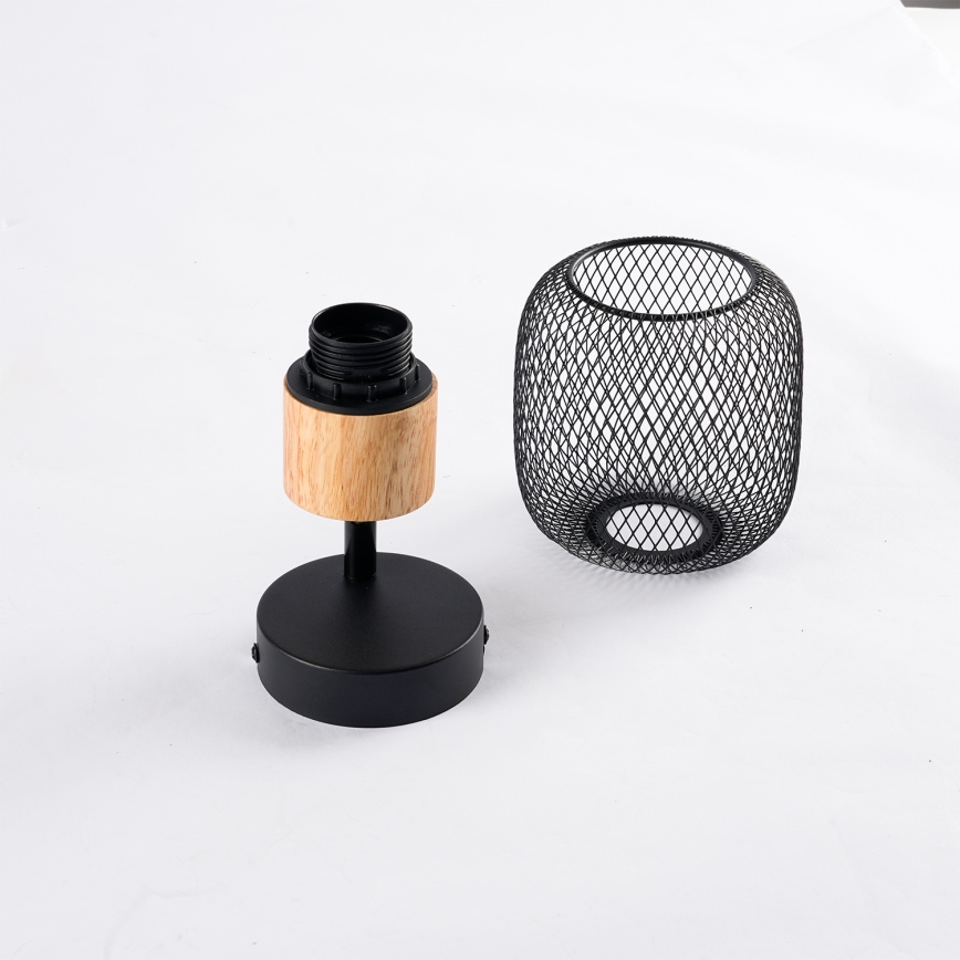 Brilagi - Стенно точково осветително тяло BASKLITE 1xE27/15W/230V каучуково дърво/черен