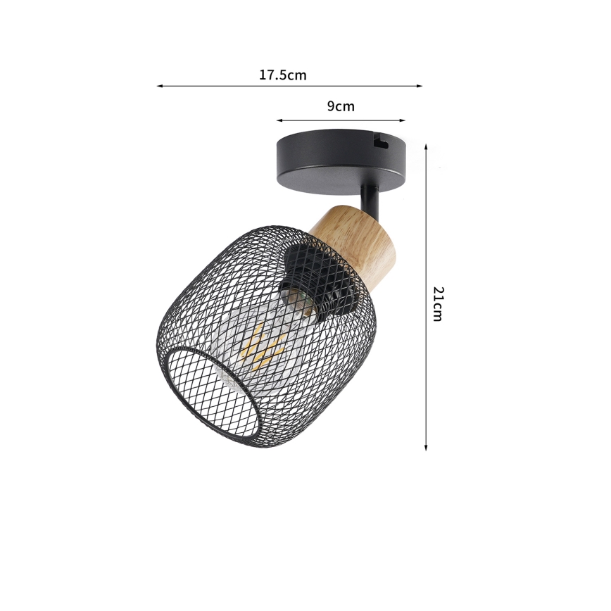 Brilagi - Стенно точково осветително тяло BASKLITE 1xE27/15W/230V каучуково дърво/черен