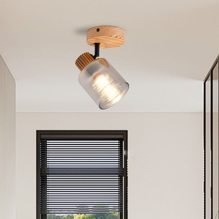 Brilagi - Стенно точково осветително тяло HYGGE 1xE14/15W/230V каучукова дървесина/димчато