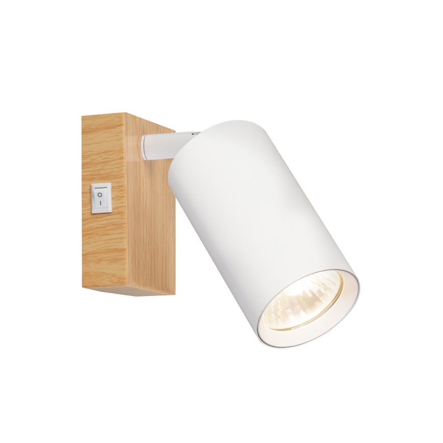 Brilagi - Стенно точково осветително тяло SELE с превключвател 1xGU10/30W/230V, бяло/дъбов декор