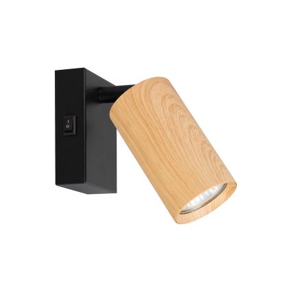 Brilagi - Стенно точково осветително тяло с ключ SELE 1xGU10/30W/230V черно/дъбов декор