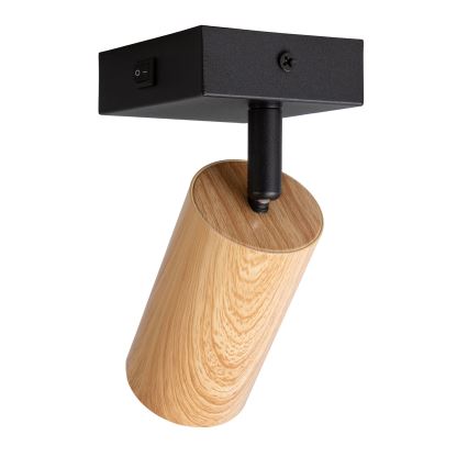Brilagi - Стенно точково осветително тяло с ключ SELE 1xGU10/30W/230V черно/дъбов декор