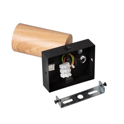 Brilagi - Стенно точково осветително тяло с ключ SELE 1xGU10/30W/230V черно/дъбов декор