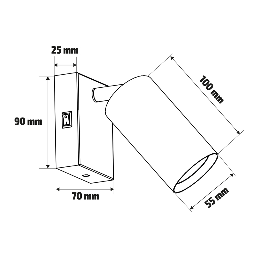 Brilagi - Настенно точково осветително тяло с ключ SELE 1xGU10/30W/230V черно/дъбов декор
