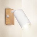 Brilagi - Стенно точково осветително тяло SELE с превключвател 1xGU10/30W/230V, бяло/дъбов декор