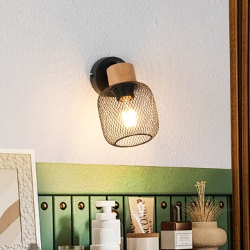 Brilagi - Стенно точково осветително тяло BASKLITE 1xE27/15W/230V каучуково дърво/черен