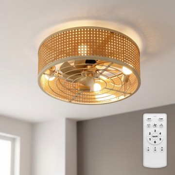 Brilagi - Таванен вентилатор, 4xE27/40W/230V, Ø 50 см, бамбук + дистанционно управление