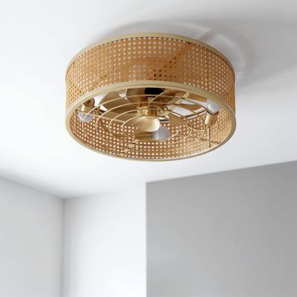 Brilagi - Таванен вентилатор, 4xE27/40W/230V, Ø 50 см, бамбук + дистанционно управление