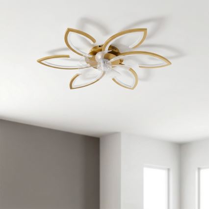 Brilagi - LED димируем таванен вентилатор LED/34W/230V Ø 78 cm златист + дистанционно управление