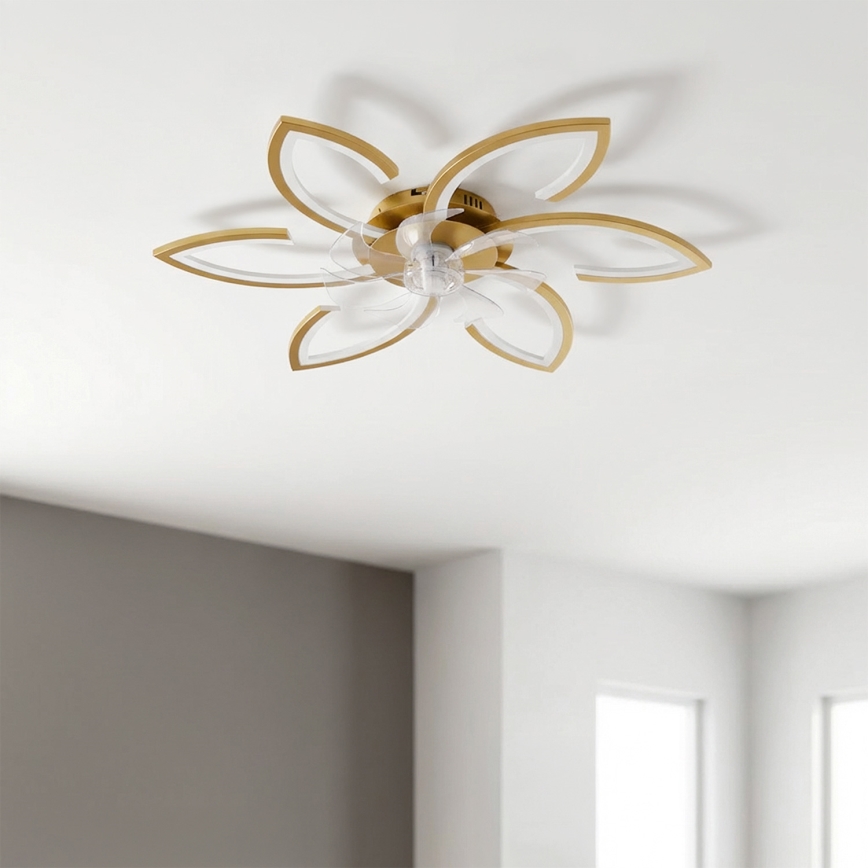 Brilagi - LED димируем таванен вентилатор LED/34W/230V Ø 78 cm златист + дистанционно управление