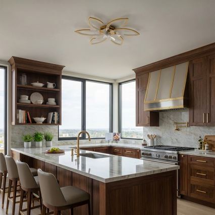 Brilagi - LED димируем таванен вентилатор LED/34W/230V Ø 78 cm златист + дистанционно управление