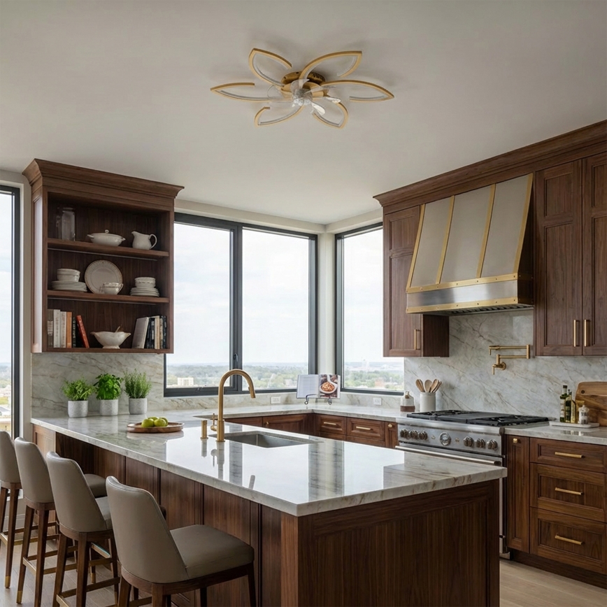 Brilagi - LED димируем таванен вентилатор LED/34W/230V Ø 78 cm златист + дистанционно управление