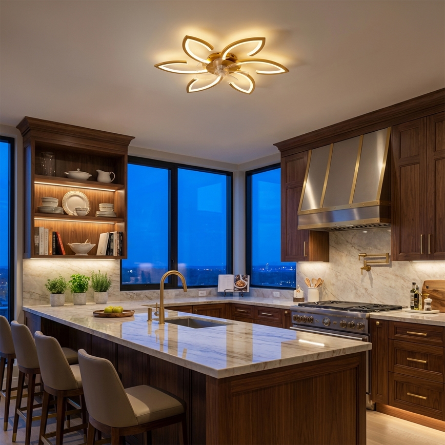 Brilagi - LED димируем таванен вентилатор LED/34W/230V Ø 78 cm златист + дистанционно управление