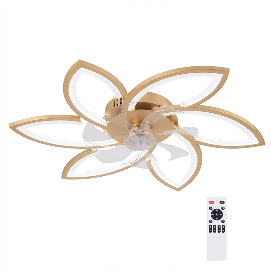 Brilagi - LED димируем таванен вентилатор LED/34W/230V Ø 78 cm златист + дистанционно управление