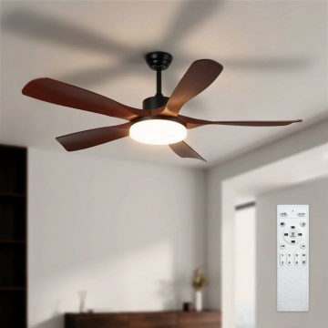 Brilagi - Таванен вентилатор с димируема LED/34W/230V 3000-6500K Ø 132 cm черен/кафяв + дистанционно управление
