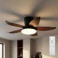 Brilagi - Таванен вентилатор с димируема LED лампа LED/32W/230V 3000-6500K диам. 95 cm черно/кафяво + дистанционно управление
