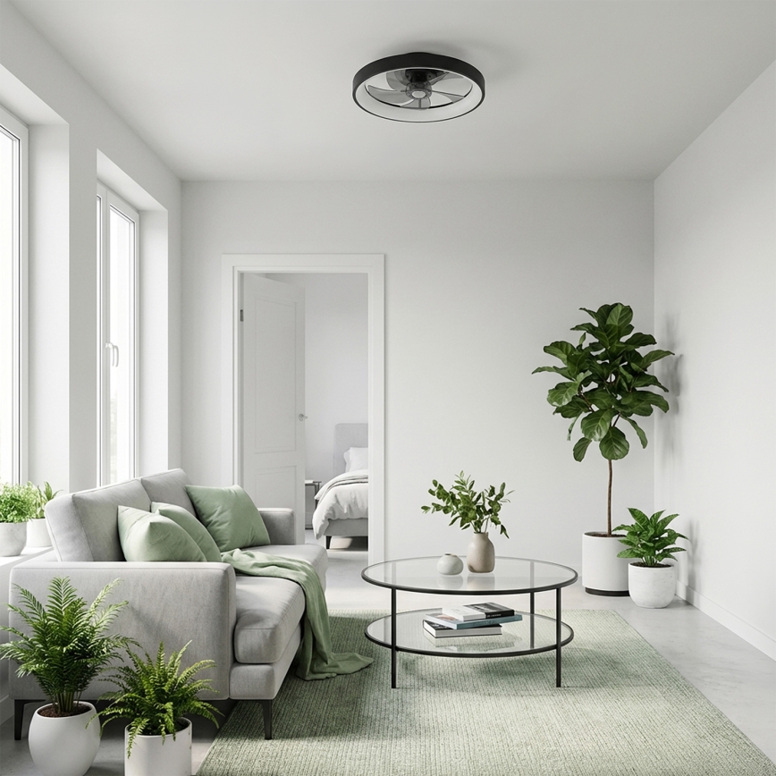 Brilagi - Димируем LED таванен вентилатор 34 W / 230 V, Ø 50 см, черен + дистанционно управление