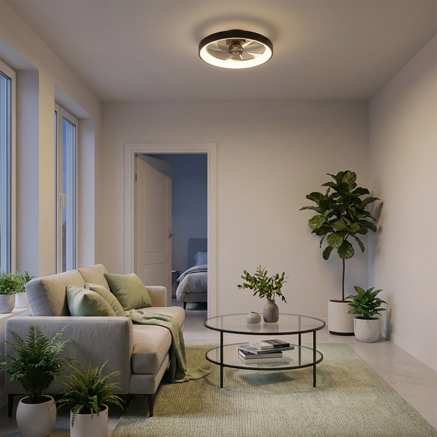 Brilagi - Димируем LED таванен вентилатор 34 W / 230 V, Ø 50 см, черен + дистанционно управление
