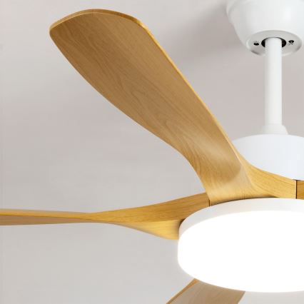 Brilagi - Таванен вентилатор с димируемо LED осветление, LED/34W/230V, 3000–6500K, Ø132 см, бял/кафяв + дистанционно управление
