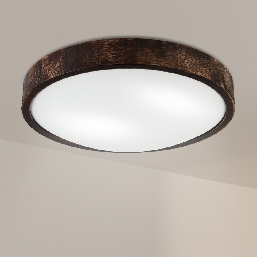 Brilagi - Таванно осветително тяло CARVALHO SLIM SMOKEY 2xE27/60W/230V дъб, диаметър 37,5 см