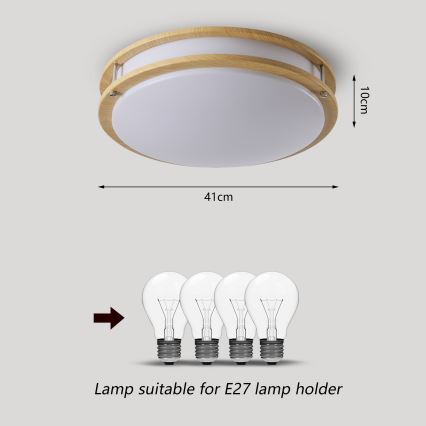 Brilagi - Таванно осветително тяло ELARO 4xE27/40W/230V, Ø 41 см, дървесен декор