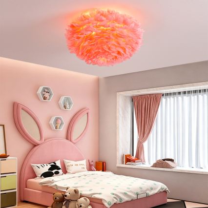 Brilagi - Таванно осветително тяло FEATHER 3xE27/40W/230V диам. 50 см розово