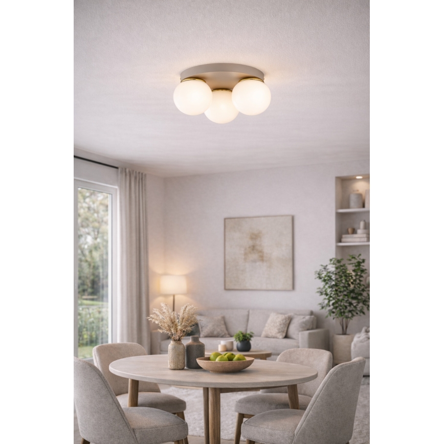 Brilagi - Таванно осветително тяло MILO ECRU 3xE27/60W/230V Ø 35 см, бежово/златно