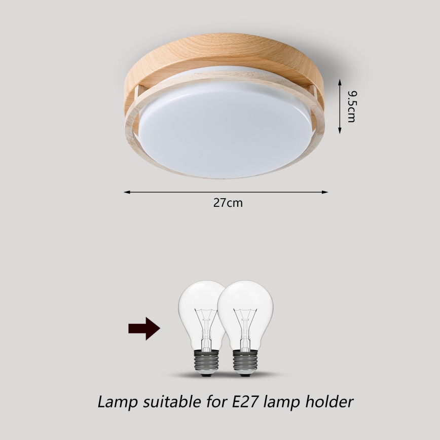 Brilagi - Таванно осветително тяло ORINO 2xE27/40W/230V Ø 27 cm дървесен декор/дъб