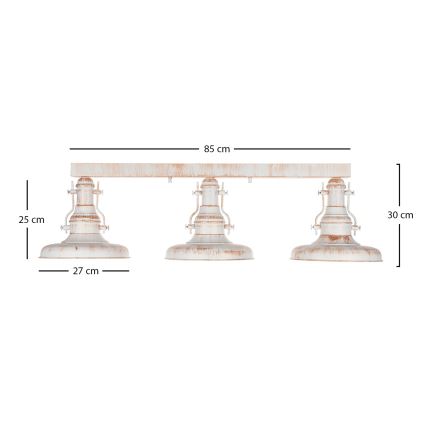 Brilagi - Таванно осветително тяло PYRONIC 3xE27/40W/230V крем/патина