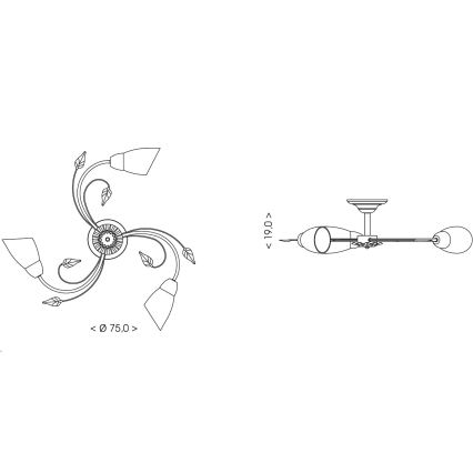 BRILAGI - Таванно осветително тяло WILLOW 3xE27/40W/230V Ø 75 см бронзово