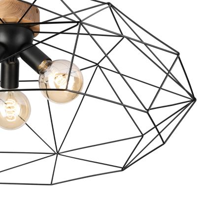 Brilagi - Таванно осветително тяло WOODY BASKET 3xE27/60W/230V Ø 80 см цвят дъб